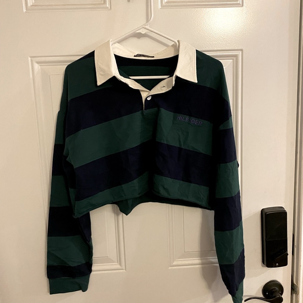 Shein Cropped Long-sleeve Polo | Size L